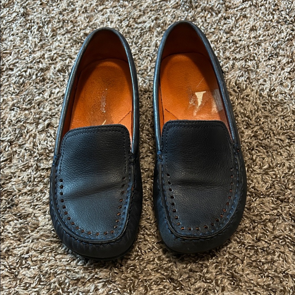Hush Puppies Navy Blue Leather Moccasins